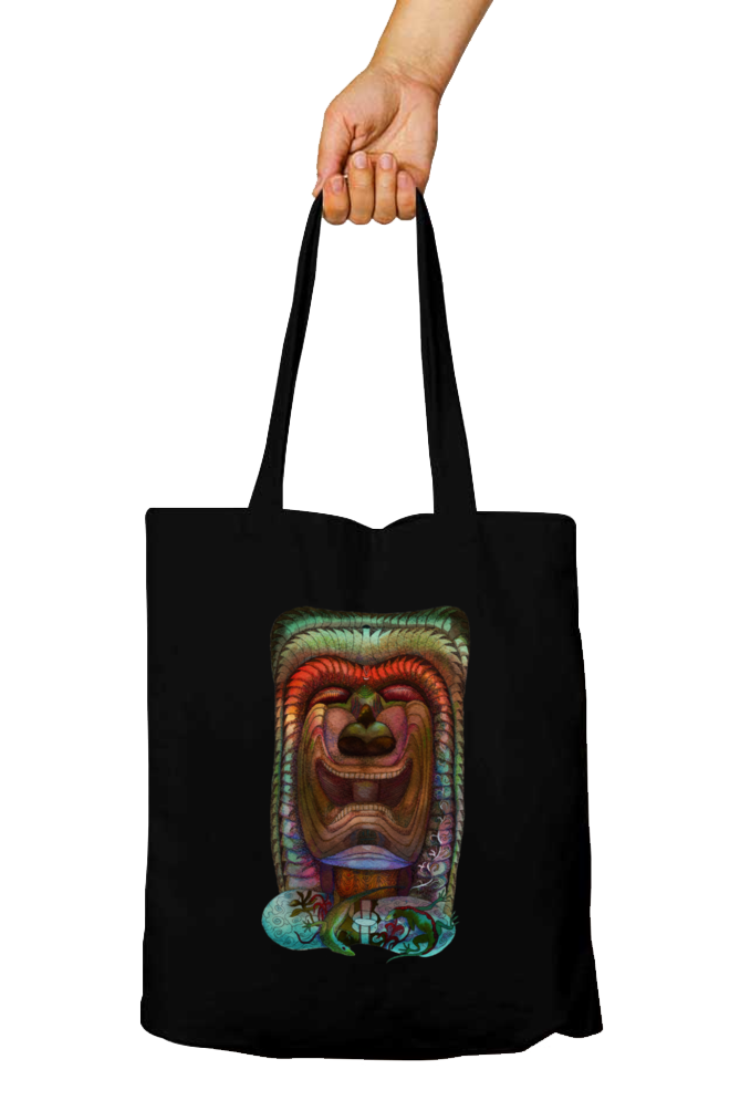 Laughing Tiki Tote Bag with Zipper