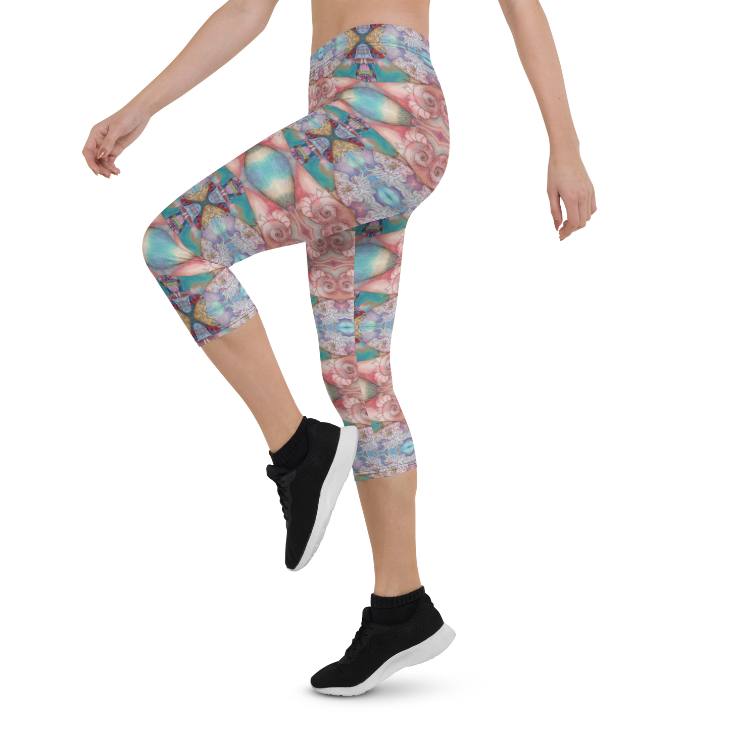 Spiral Pink Capri Leggings