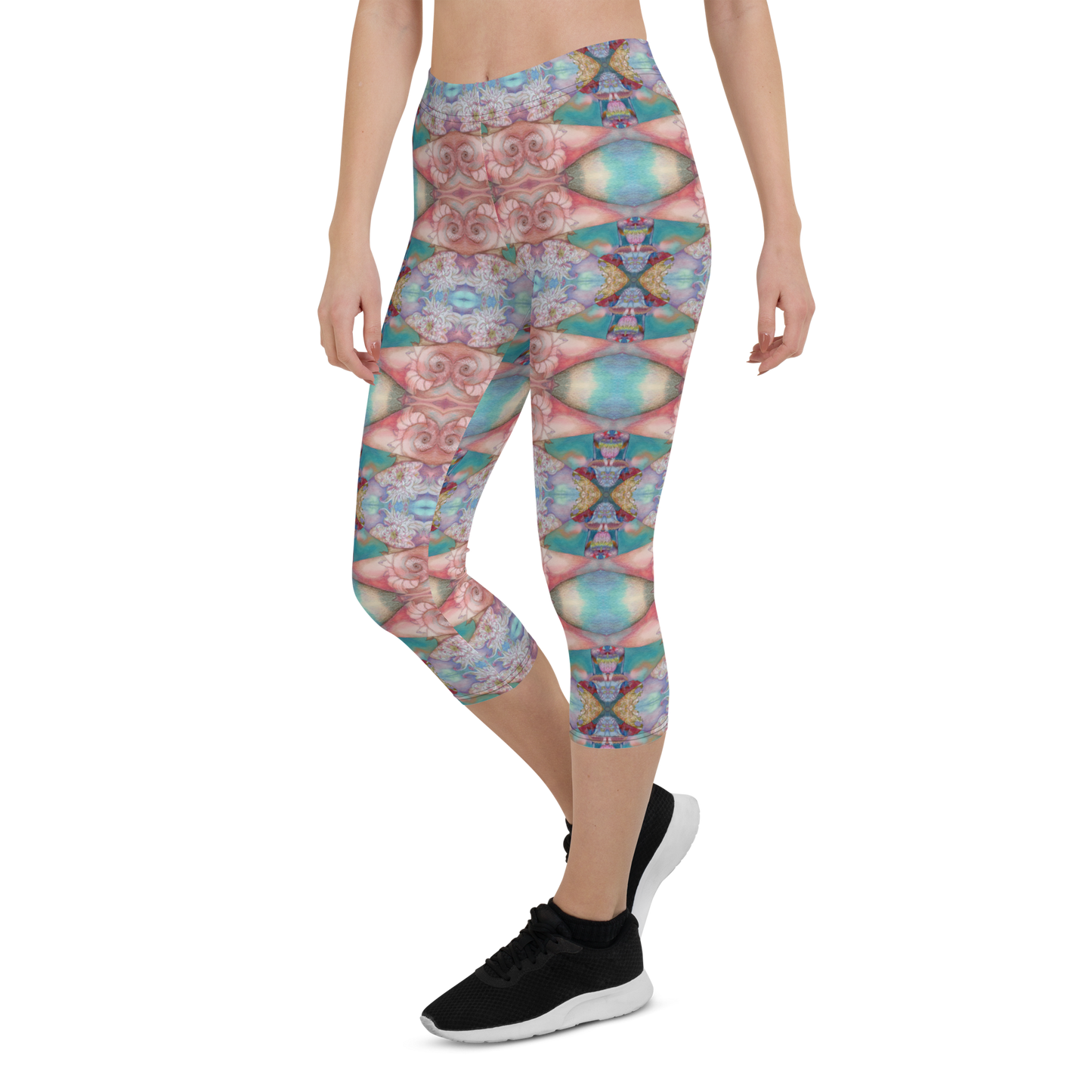Spiral Pink Capri Leggings