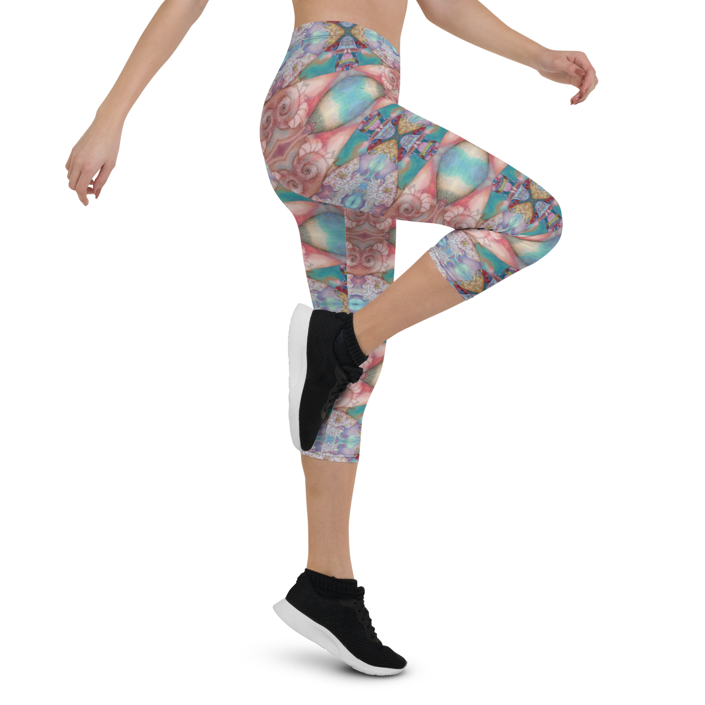 Spiral Pink Capri Leggings