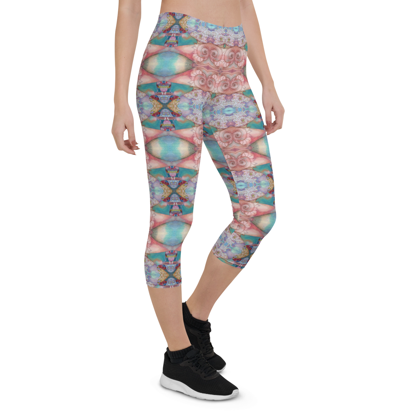 Spiral Pink Capri Leggings