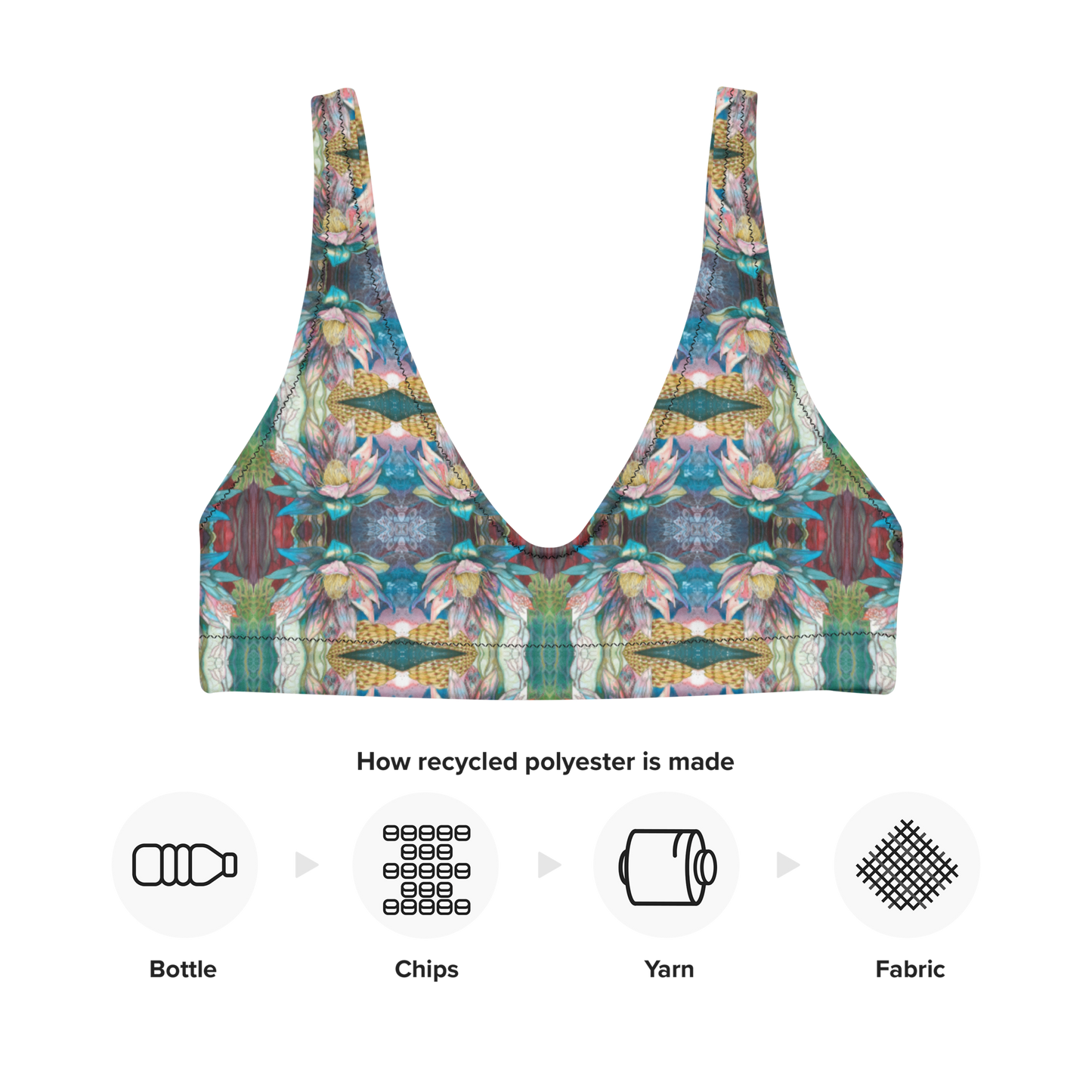 Floral Blues Bikini Top