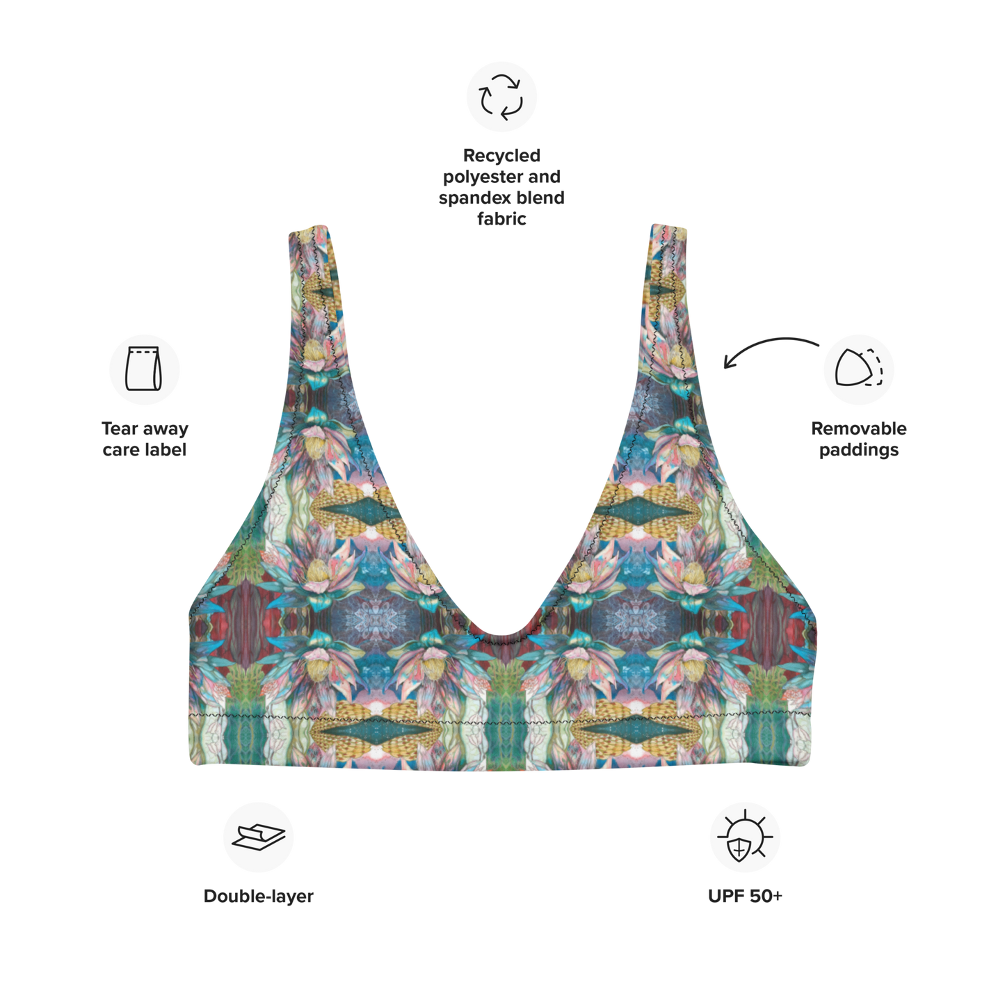 Floral Blues Bikini Top