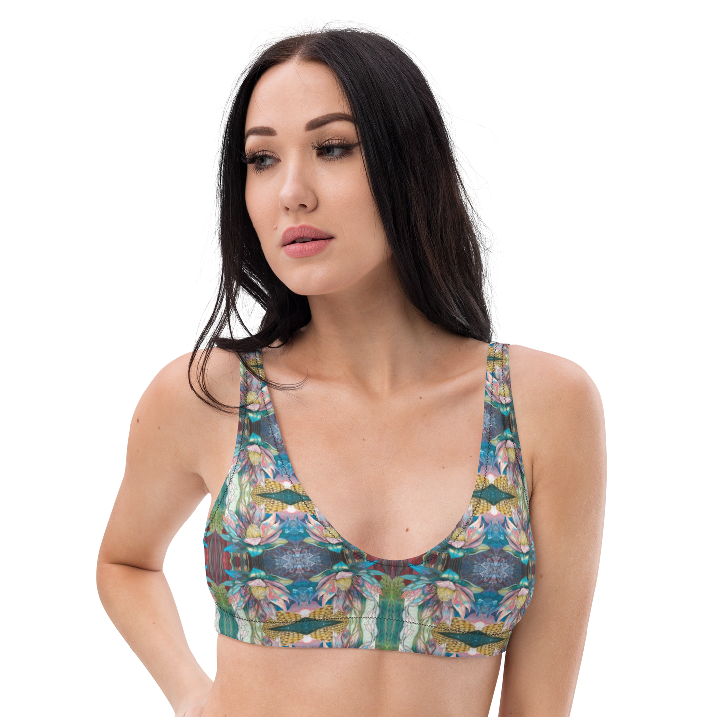 Floral Blues Bikini Top