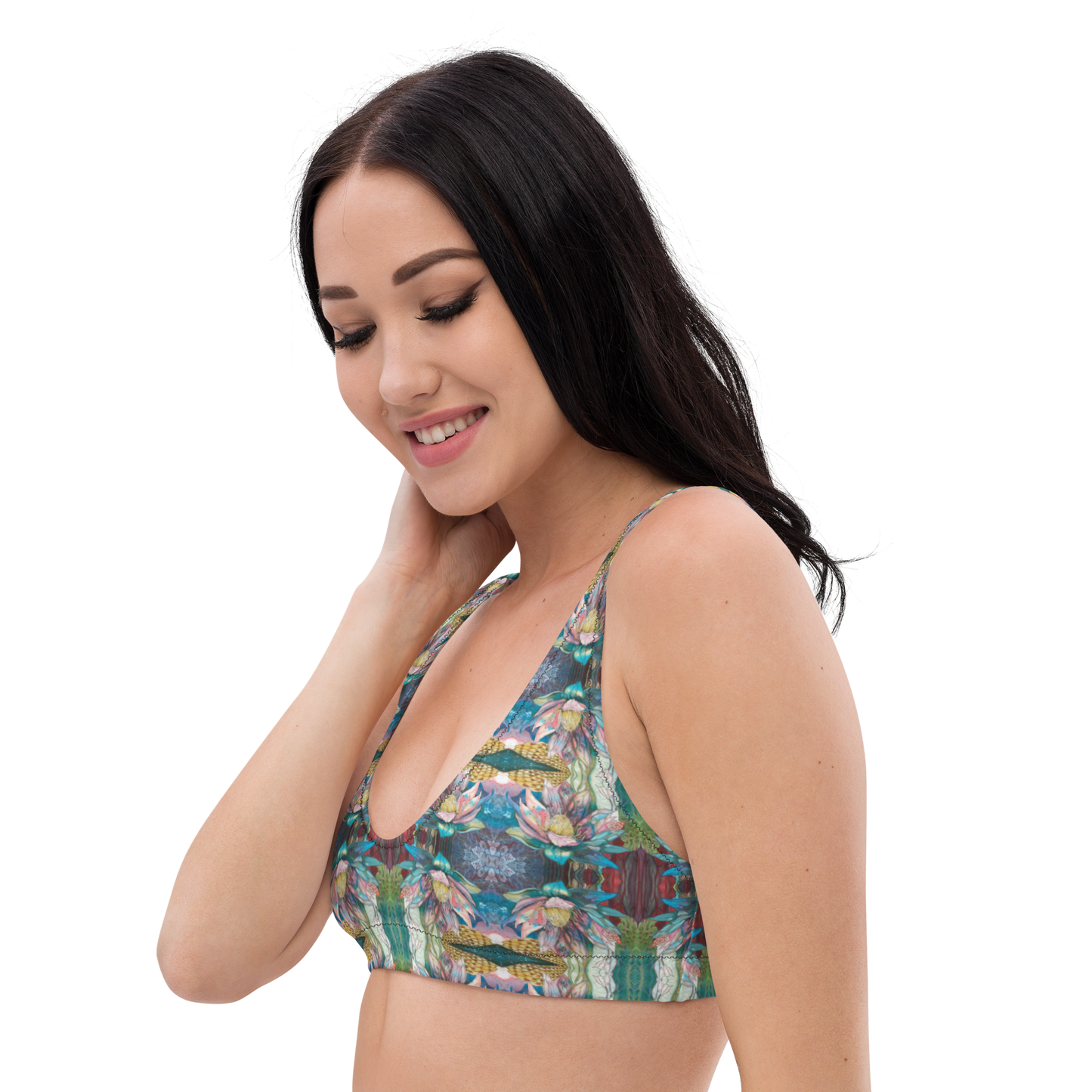 Floral Blues Bikini Top