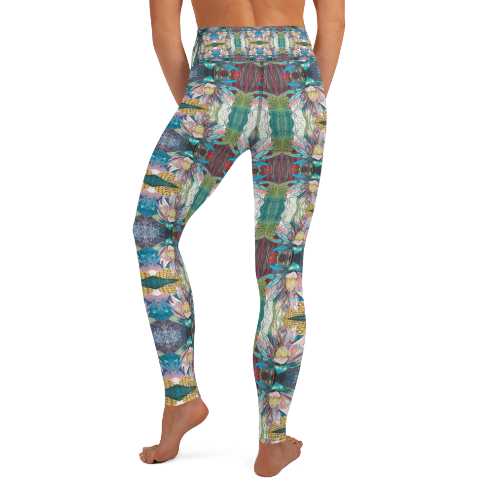 Floral Blues High Waist Leggings
