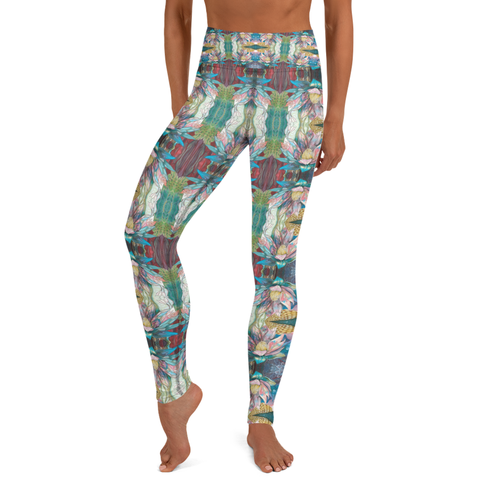Floral Blues High Waist Leggings
