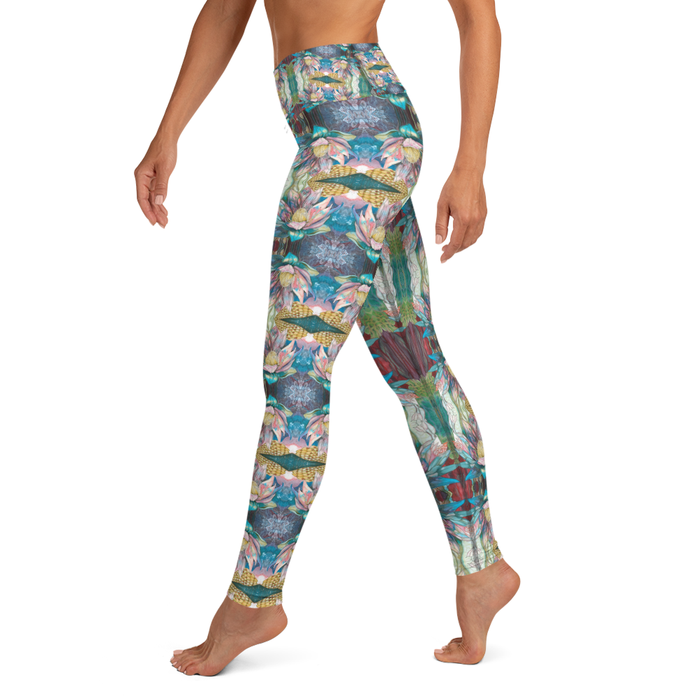 Floral Blues High Waist Leggings