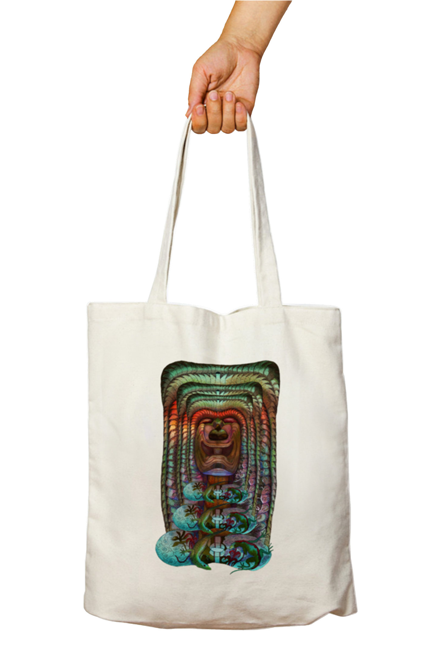Psychedelic Tiki Tote Bag